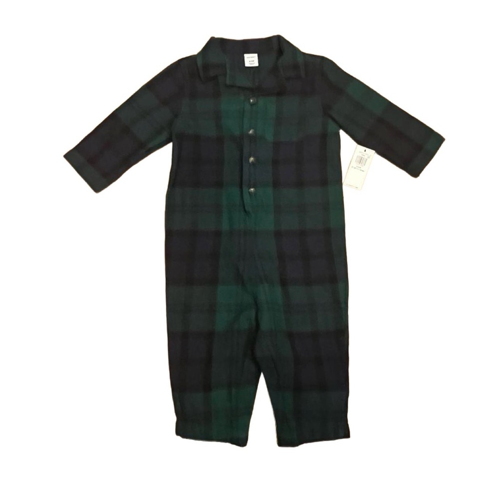 BOGO FREE: NWT TWO Old Navy Plaid Baby Rompers 6-9 Months - Picture 3 of 13
